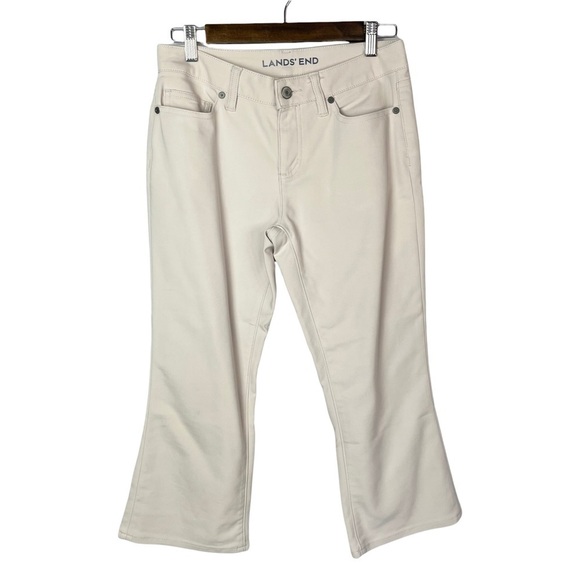 Lands' End Khaki Mid Rise Kick Crop Jean 4P - Picture 1 of 3